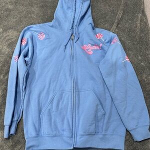 Blue Hoodie with Pink Lollipop Design